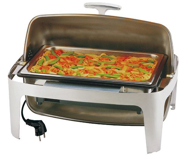 APS Rolltop Chafing Dish -ELITE-, 67 x 47 cm, višina: 45 cm, 11 l, nerjaveče jeklo / PP, GN 1/1 posoda za hrano globine 100 mm, pokrov odpira 90° & 180°, 12360