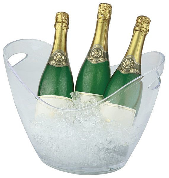 Hladilnik za vino/šampanjec APS, 35 x 27 cm, višina: 25,5 cm, MS, kristalno čist, 6 l, z 2 stranskima odprtinama, primeren za več steklenic, 36048