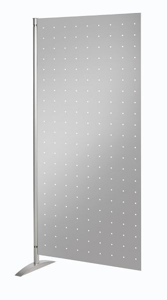 Predstavitveni stenski sistem Kerkmann, element iz perforirane pločevine, Š 800 x G 450 x V 1750 mm, aluminij srebrne barve, 45696614