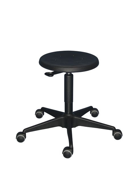 Delovni stol Lotz, sedež PU črn z odklopom vzvoda, varnostna plinska vzmet, jekleno podnožje, višina sedeža 400-530 mm, kolesca, 3521.11
