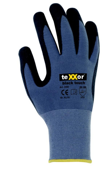 teXXor najlonske pletene rokavice "black touch", vel.: 10, pak.: 144 par., 2450-10