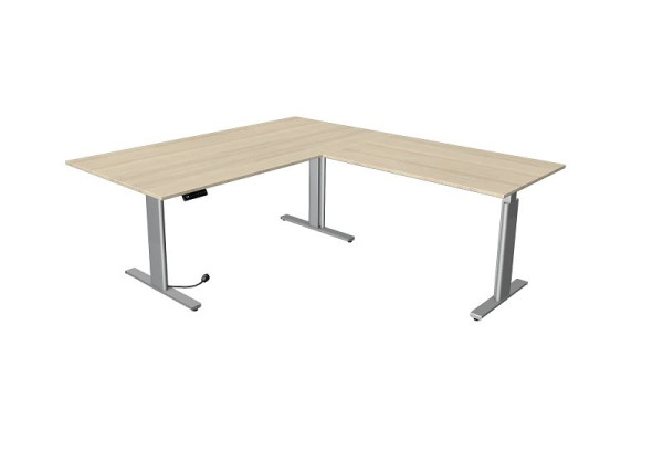 Kerkmann sedeča/stoječa miza Move 3 srebrna Š 2000 x G 1000 mm z nadgradnim elementom 1200 x 800 mm, javor, 10235750