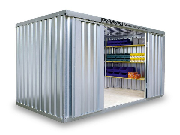 FLADAFI posoda za material MC 1400, pocinkana, razstavljena, z lesenim podom, 4.050 x 2.170 x 2.150 mm, enokrilna vrata na strani 4 m, F14200101