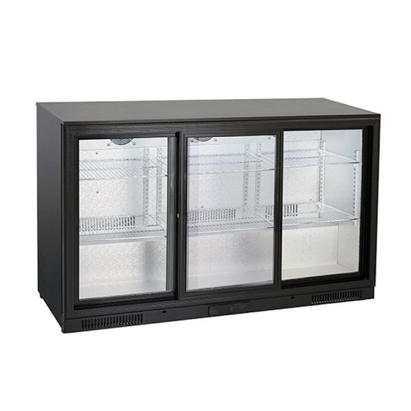 Barski hladilnik Gastro-Inox s 3 drsnimi vrati, 302 l, 3 drsna vrata, statično hlajenje z ventilatorjem, 206.005