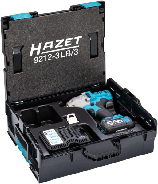 Akumulatorski udarni vijačnik Hazet, največji vrtilni moment: 700 Nm, poln kvadratni pogon 12,5 mm, visoka učinkovitost zahvaljujoč brezkrtačnemu motorju, 3-delni set, 9212-3LB/3
