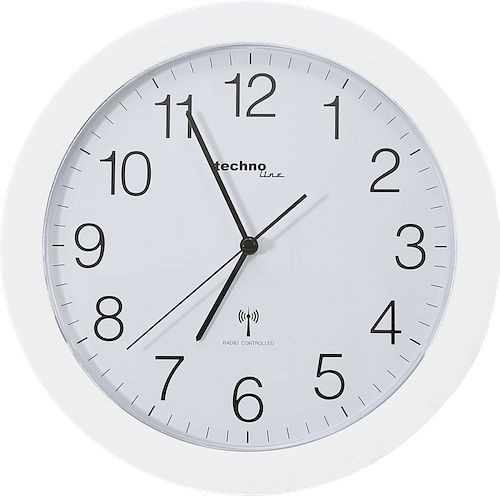 Stenska radijska ura Technoline bela, radijska ura iz plastike, mere: Ø 30 cm, WT 8000 bela