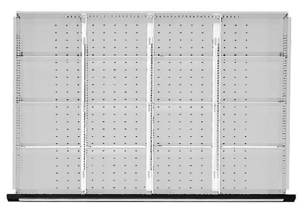 ANKE delovne mize razdelilni set predalov; za predal 900 x 600 mm (ŠxG); za sprednjo višino 90 - 150 mm; 1/4 delitev, 902.405