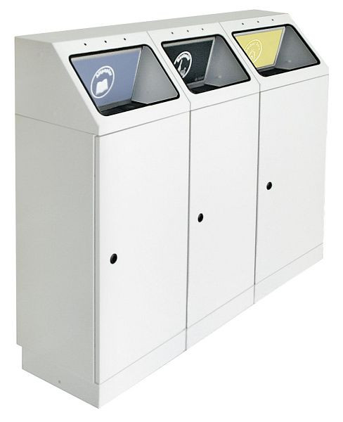 topa ločnica odpadkov FP 45, 3-smerna postaja, posoda za stensko montažo, RAL 7035/ProPads, pocinkana notranja posoda, 3x45 litrov, 636-045-3-2-000