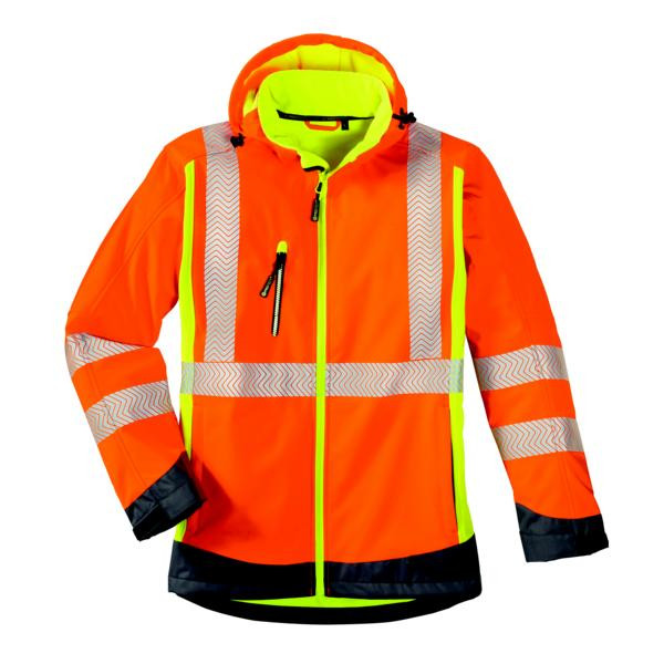 4PROTECT visokovidna softshell jakna HOUSTON, velikost: L, barva: svetlo oranžna/svetlo rumena/siva, pak.: 5 kosov, 3470-L