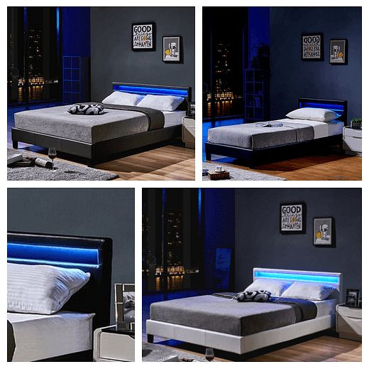 HOME DELUXE LED postelja ASTRO z vzmetnico - barva: črna, velikost: 90 x 200 cm, izvedba: z vzmetnico, 16875-31692