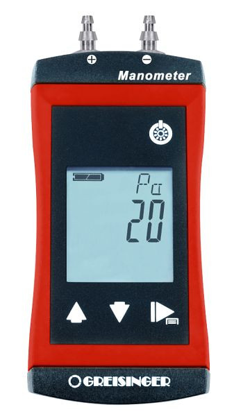 Greisinger G 1107-UT fini manometer, za uporabo pri ogrevanju / prezračevanju / klimatizaciji (HVAC), 2x 1/8 inčni priključek, vključno s priključkom za cevi, 478468