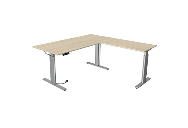 Kerkmann sedeča/stoječa miza Move 3 srebrna Š 2000 x G 1000 mm z dodatkom 1000 x 600 mm, javor, 10234250