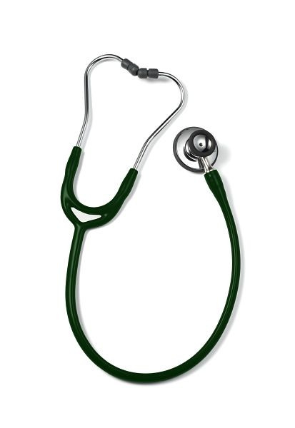 ERKA stetoskop za odrasle z mehkimi ušesnimi vstavki, membranska stran (dvojna membrana) in lijakasta stran, dvokanalna cev Precise, barva: temno zelena, 531.00055