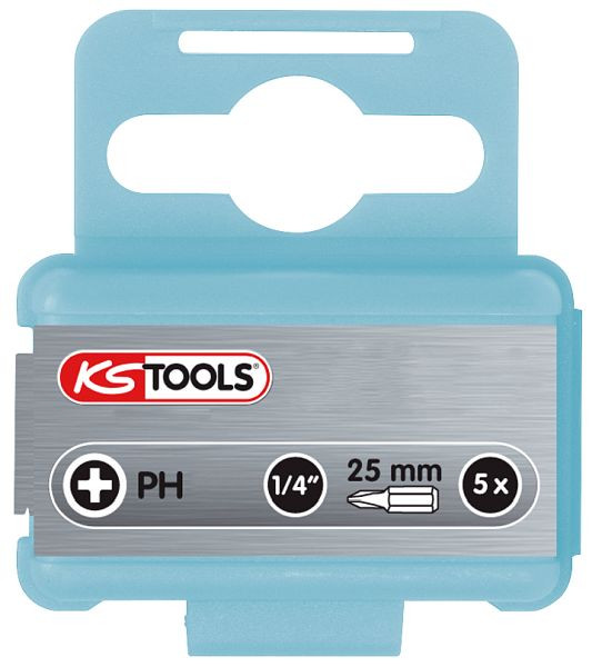 KS Tools 1/4" sveder iz nerjavečega jekla, 25 mm, PH2, paket 5 kosov, 910.2204