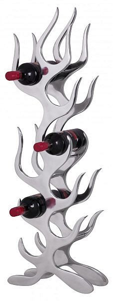 Wohnling Design aluminijasto stojalo za vino FLAME za 9 steklenic v srebrni barvi, 32 x 94 x 14 cm, WL1.255