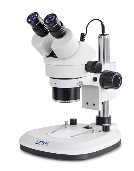 KERN Optics Stereo zoom mikroskop z obročasto osvetlitvijo, Greenough 0,7x - 4,5x, daljnogled, okular HWF 10x / Ø 20 mm, OZL 465