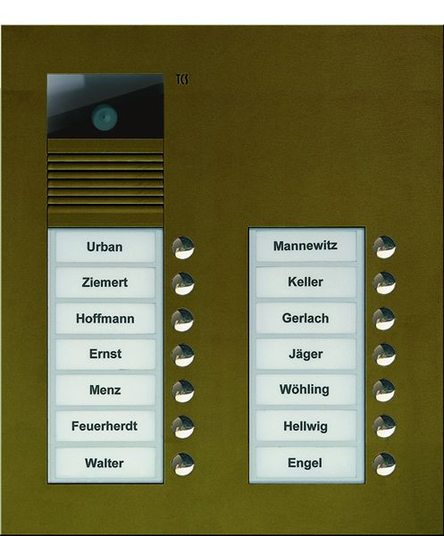 TCS video zunanja postaja serije AVU s 14 gumbi za zvonec (desno poravnano), 2 stolpca, GOR bronasta, AVU15140-0012