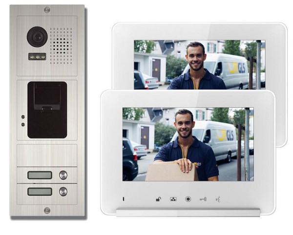 Anthell Electronics 2-družinski barvni video domofon s prstnimi odtisi, z 2X 7" monitorjem, M2Z2-690S1-2
