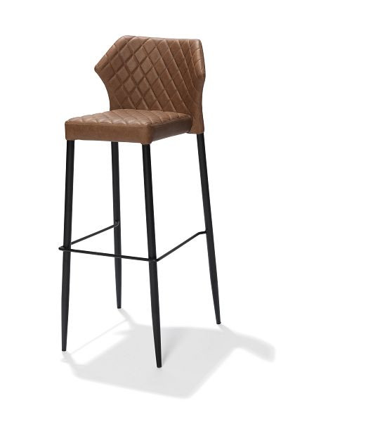 Barski stol VEBA Louis cognac, oblazinjen v umetno usnje, negorljiv, 50x47x105 cm (ŠxGxV), 52101