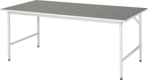 Delovna miza serije RAU Jerry (3030) - višinsko nastavljiva, delovna plošča z linolejem/univerzalna obloga, 2000x800-850x1000 mm, 06-500L10-20.12