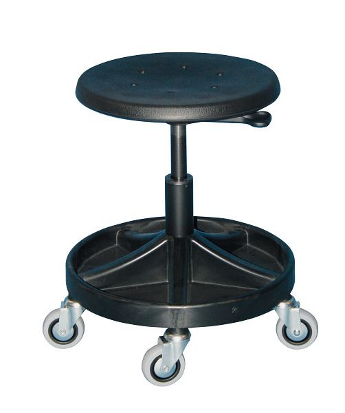 Lotz univerzalni vrtljivi stol Delovni stol s sistemom za shranjevanje orodja, sedišče PU črna z odklopom vzvoda, višina sedišča 400-530 mm, 3528.11