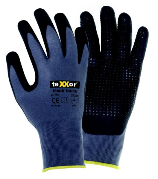teXXor najlonske pletene rokavice "black touch", vel.: 10, pak.: 144 par., 2452-10