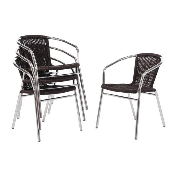 Bolero stoli iz ratana z naslonjali za roke v črnem aluminijastem dizajnu, PU: 4 kosi, U507