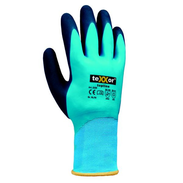 teXXor najlonske zimske rokavice lateks, vel.: 10, barva: modra/temno modra, pak.: 120 par., 2228-10