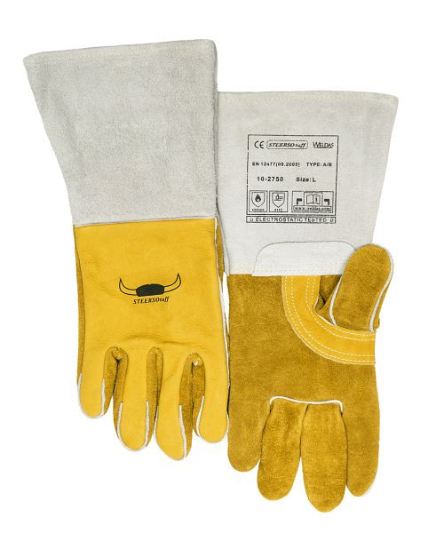 ELMAG 5-prstne rokavice za varjenje WELDAS 10-2750 XL, MIG/MAG/MMA iz govejega usnja, dolžina: 36 cm, velikost 9.5, odporne na olje in vodo (1 par), 59110