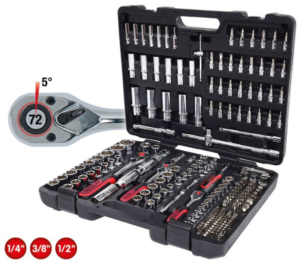 KS Tools 1/4"+3/8"+1/2" CHROMEplus set nasadnih ključev, 195 kosov, 918.0795