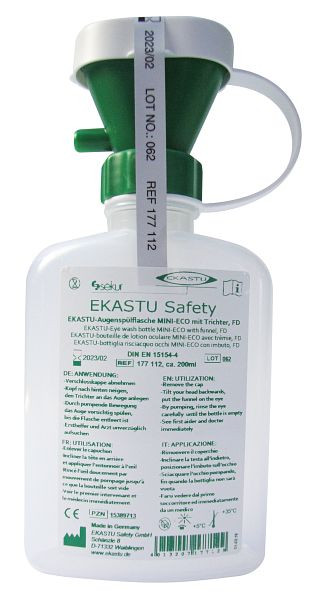EKASTU Safety steklenička za izpiranje oči MINI-ECO z lijakom, FD, 177112