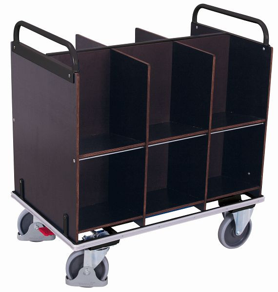 Kartotečni voziček VARIOfit z 12 predelki, zunanje mere: 1.105 x 700 x 1.185 mm (ŠxGxV), sw-700.995/AG