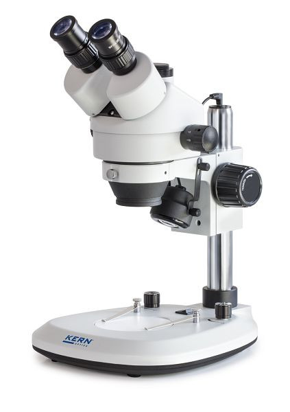 KERN Optics stereo zoom mikroskop, Greenough 0,7 x - 4,5 x, daljnogled, okular HWF 10x / Ø 20 mm visoka očesna točka, vgrajen napajalnik, OZL 463