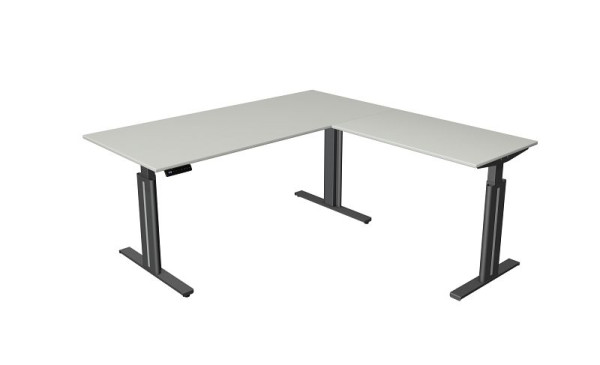 Kerkmann sedežna/stoječa miza Š 1800 x G 800 mm, z nadgradnim elementom 1000 x 600 mm, električno nastavljiva višina od 720-1200 mm, spominska funkcija, svetlo siva, 10324611