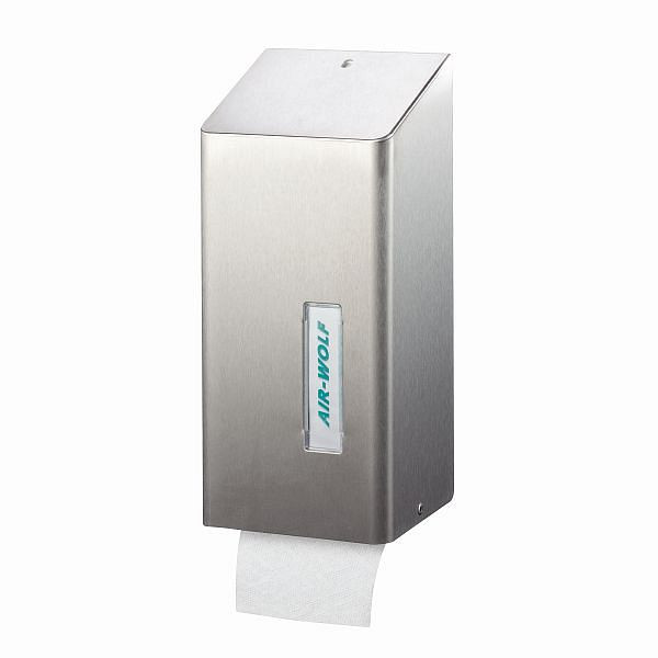 Podajalnik toaletnega papirja Air Wolf za posamezne liste, serija Omega, V x Š x G: 300 x 143 x 116 mm, prevlečeno nerjaveče jeklo, 29-030