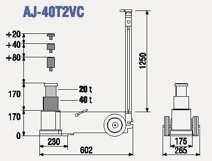 TDL 2-stopenjska zračna hidravlična dvigalka višine 17 cm AJ-40T2VC