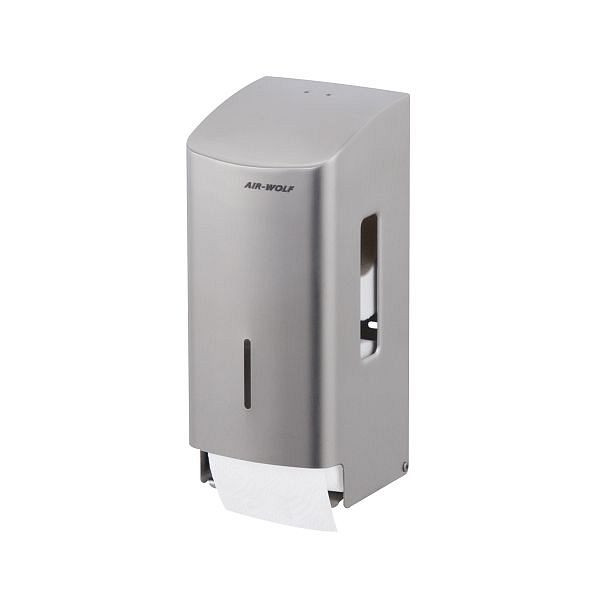 Podajalnik toaletnega papirja Air Wolf za 2 zvitka za gospodinjstvo, serija Alpha, V x Š x G: 277 x 119 x 130 mm, brušeno nerjaveče jeklo, 60-101