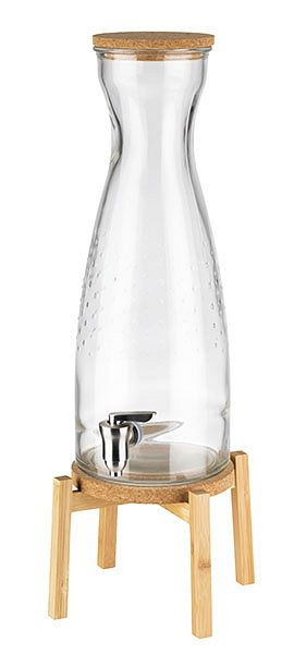 APS točilnik pijač -FRESH WOOD-, 23 x 23 cm, višina: 56,5 cm, steklena posoda, pipa iz nerjavečega jekla, pokrov iz plute, 10430