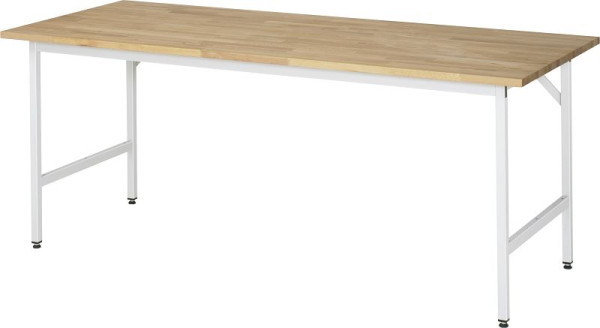 Delovna miza serije RAU Jerry (3030) - višinsko nastavljiva, plošča iz masivne bukve, 2000x800-850x800 mm, 06-500B80-20.12