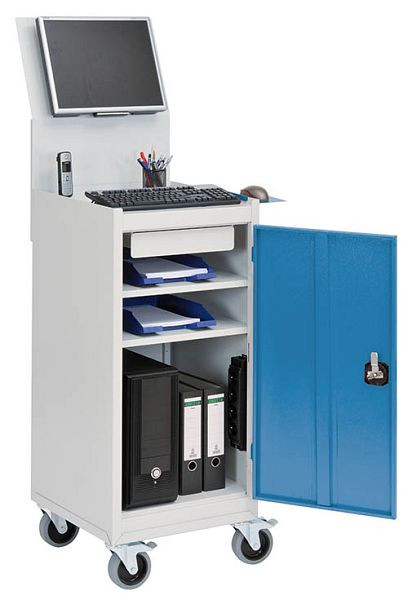 Bedrunka+Hirth računalniški voziček 105-1 mobile, 1 x krilna vrata, 1 x predal, 2 x polici, 1 x držalo za monitor, 500 x 500 x 1725 mm, 04.105.MC125A