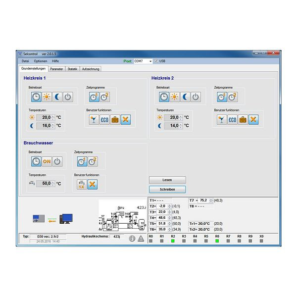 Solarbayer D30 Control, programska oprema za nastavitve regulatorja, 520201500