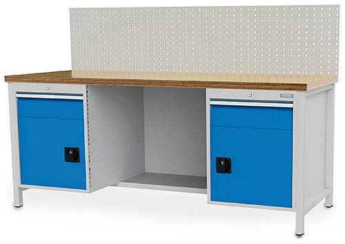 Bedrunka+Hirth škatlasta delovna miza 2000, z 2 predaloma in 2 krilnimi vrati, 2000x750x859 mm, 03.19.22VA