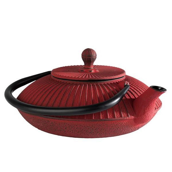 APS čajnik -ASIA-, 19,5 x 18 cm, višina: 15 cm, lito železo, znotraj emajliran, 0,8 l, rdeč, s snemljivim pokrovom, 10992